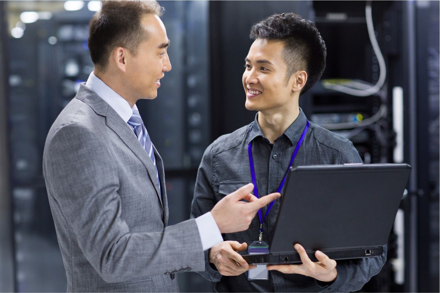 Image of physical infrastructure elements including servers and storage devices