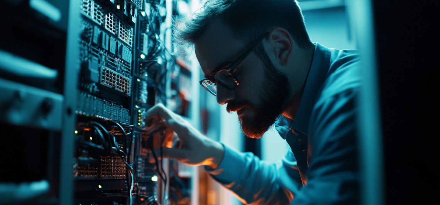 IT specialist performing IT infrastructure auditing.